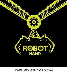 vector robotic arm symbol. robot hand. industrial background