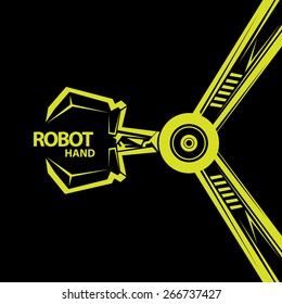 vector robotic arm symbol. robot hand. industrial background