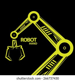 vector robotic arm symbol. robot hand. industrial background