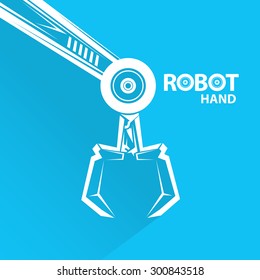 vector robotic arm symbol. robot hand. technology background design template.