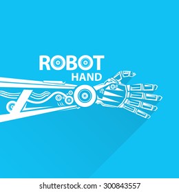 vector robotic arm symbol. robot hand. technology background design template.