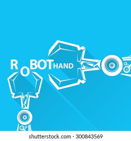 Roboterarmsymbol der Vektorillustration. Roboterhand. Design-Vorlage für technologischen Hintergrund.