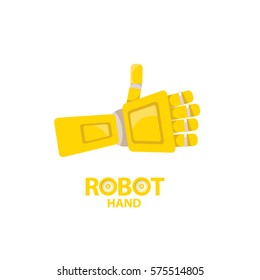vector robotic arm symbol. robot hand. technology background design template.