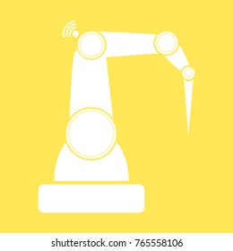 vector robotic arm symbol. robot with cloud computing and increase automation. technology background design template. Robotic industry concept. Smart factory or industry 4.0 concept.