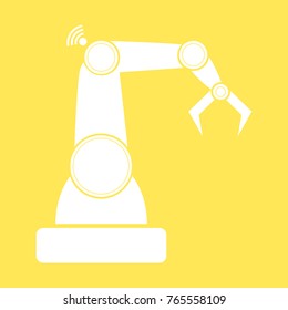 vector robotic arm symbol. robot with cloud computing and increase automation. technology background design template. Robotic industry concept. Smart factory or industry 4.0 concept.