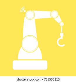 vector robotic arm symbol. robot with cloud computing and increase automation. technology background design template. Robotic industry concept. Smart factory or industry 4.0 concept.