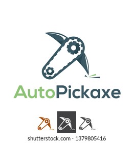 Vector Robotic Pick Axe, Gold Prospecting, Logo. Modern & Professional Business, Corporate Identity. Branding Shape, Icon, Symbol.