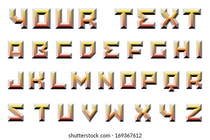 Vector robotic red and yellow font.