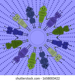 Vector robots in cartoon style.