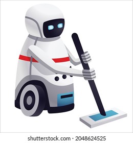 vector robots in cartoon style. Isolated vector robots in a white background