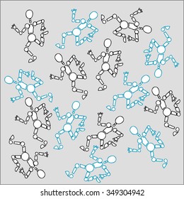 Vector Robots pattern, mannequins, dolls, artificial intelligence hinged