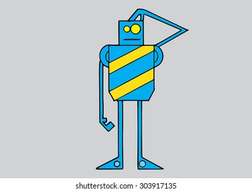 Vector robots standing confused.