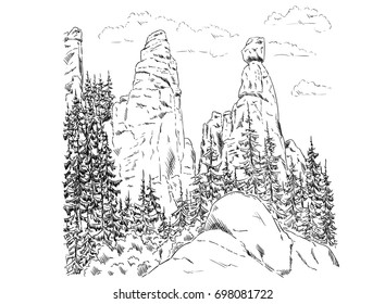 vector - rock Adrspach isolated on background