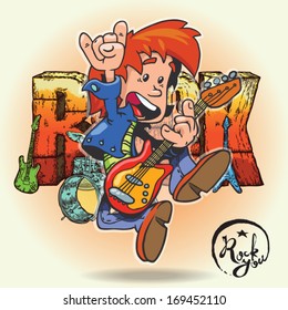 vector rock band. cartoon style