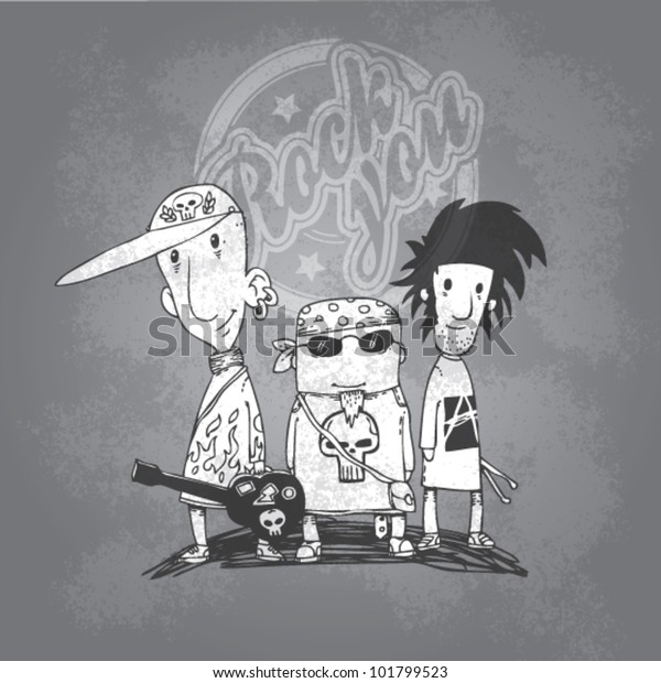 Vector Rock Band Poster Cartoon Rock Stock Vector (Royalty Free) 101799523
