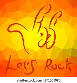Vector Rock Banner on Yellow Orange Polygonal Background