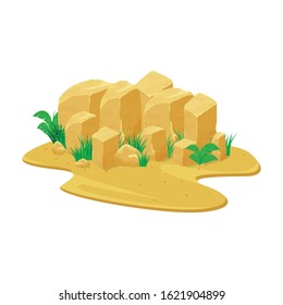 vector rock design illustrationon beach