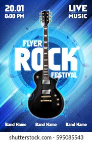 Vektorrock-Festivalflyer-Design-Vorlage mit Gitarre