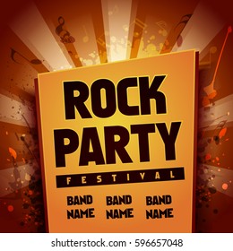 vector rock festival flyer design template for party
