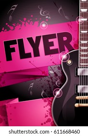 vector rock festival flyer design template with guitar