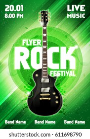 vector rock festival flyer design template with guitar