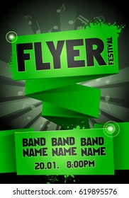 vector rock festival flyer design template for party