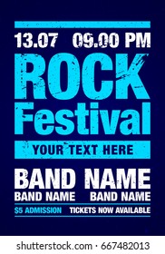 Vector Rock Festival Flyer, Design Template For Party