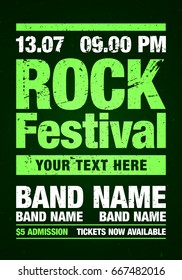 vector rock festival flyer, design template for party