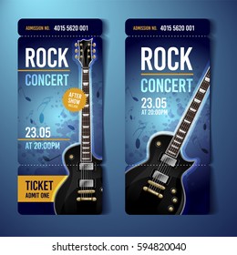 Vector Rock Festival Ticket Design Template With Guitar