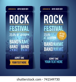 vector rock festival ticket design template with grunge effects