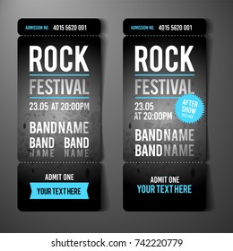 vector rock festival ticket design template with grunge effects