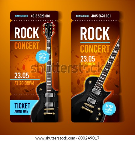 vector rock festival ticket design template with guitar