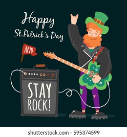 vector rock leprechaun st. patrick's day illustration