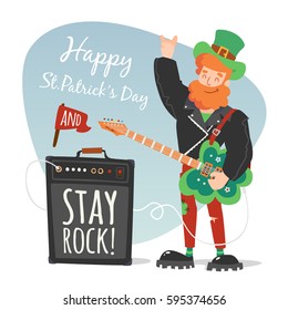 vector rock leprechaun st. patrick's day illustration