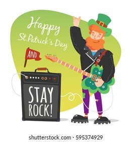 vector rock leprechaun st. patrick's day illustration