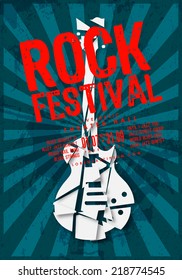 Vector Rock music festival poster template. Text rotated 10 deg.