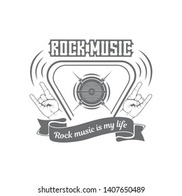 Vector rock music logo. Illustration for print. logo for t-shirt, cover, banner.