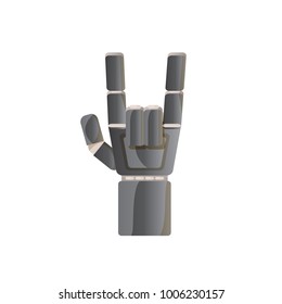 vector rock n roll robot arm or hand isolated on white background. rock n roll modern poster design template