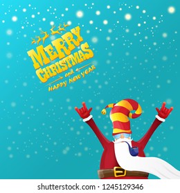 vector rock n roll santa claus with smoking pipe, santa beard and funky santa hat. Christmas hipster poster for party or greeting card. vector bad santa xmas poster background