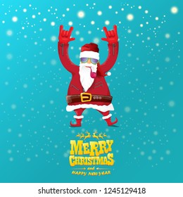 vector rock n roll santa claus with smoking pipe, santa beard and funky santa hat. Christmas hipster poster for party or greeting card. vector bad santa xmas poster background