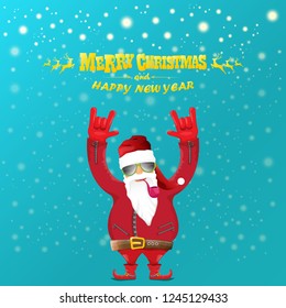 vector rock n roll santa claus with smoking pipe, santa beard and funky santa hat. Christmas hipster poster for party or greeting card. vector bad santa xmas poster background