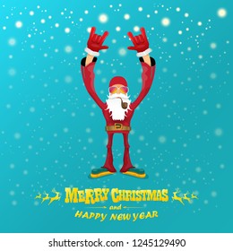 vector rock n roll santa claus with smoking pipe, santa beard and funky santa hat. Christmas hipster poster for party or greeting card. vector bad santa xmas poster background