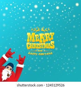 vector rock n roll santa claus with smoking pipe, santa beard and funky santa hat. Christmas hipster poster for party or greeting card. vector bad santa xmas poster background