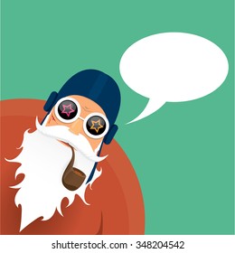vector rock n roll santa claus with smoking pipe. Christmas hipster poster for party or greeting card. vector bad santa xmas poster background