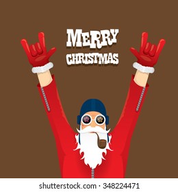 vector rock n roll santa claus with smoking pipe. Christmas hipster poster for party or greeting card. vector bad santa xmas poster background