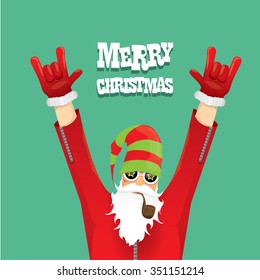 vector rock n roll santa claus with smoking pipe. Christmas hipster poster for party or greeting card. vector bad santa xmas poster background