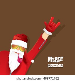vector rock n roll santa claus with smoking pipe. Christmas hipster poster for party or greeting card. vector bad santa xmas poster background