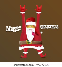 vector rock n roll santa claus with smoking pipe. Christmas hipster poster for party or greeting card. vector bad santa xmas poster background