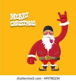 vector rock n roll santa claus with smoking pipe. Christmas hipster poster for party or greeting card. vector bad santa xmas poster background