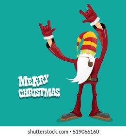 vector rock n roll santa claus with smoking pipe. Christmas hipster poster for party or greeting card. vector bad santa xmas poster background